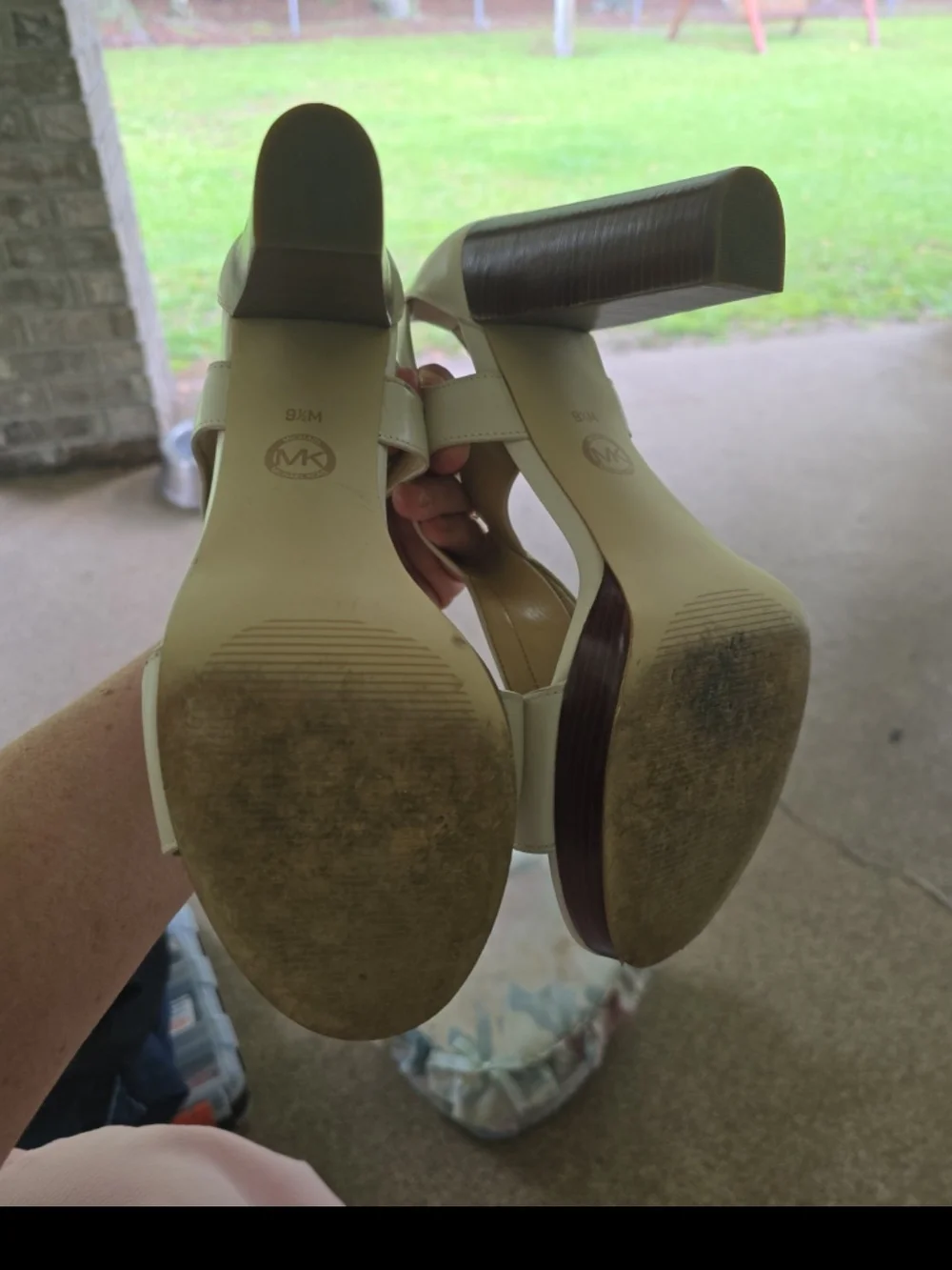 Michael Kors Berkley cream block heel sandals 9.5